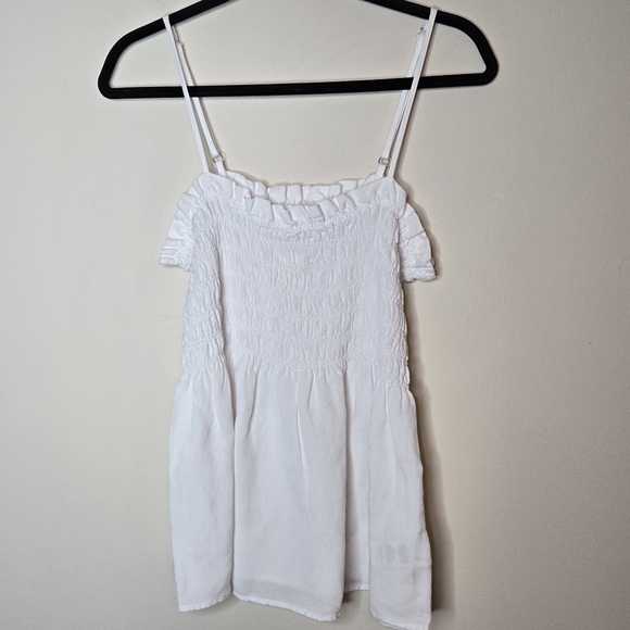 CLOTH & STONE NWT Smocked Linen Blend Square Neck Peplum Tank Top NWT - Picture 4 of 10